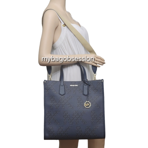 Michael Kors Maple Logo Large Blue Tote - Picture 9 of 10